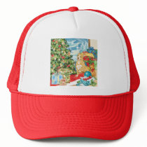 Gingerbread Wishes Pit Bull Terrier Christmas Art Trucker Hats