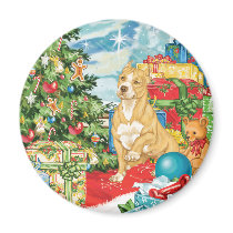 Gingerbread Wishes Pit Bull Terrier Christmas Art Magnets