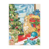 Gingerbread Wishes Pit Bull Terrier Christmas Art Post Card