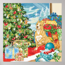 Gingerbread Wishes Pit Bull Terrier Christmas Art Print