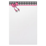 Gingham Bow Stationary Stationery Paper