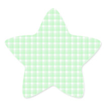 Gingham check pattern. Light Green and White. Star Sticker