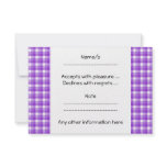 Gingham check pattern. Purple and White. Custom Invites