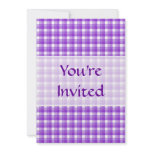 Gingham check pattern. Purple and White. Personalized Announcements
