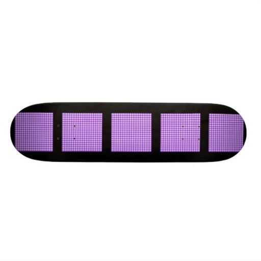 Gingham check pattern. Purple and White. Skate Boards