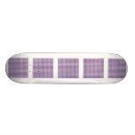 Gingham check pattern. Purple, Grey, White. Skate Board