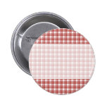 Gingham check pattern. Red and White. Pinback Buttons
