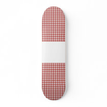 Gingham check pattern. Red and White. Custom Skateboard
