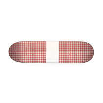 Gingham check pattern. Red and White. Skateboard Deck