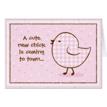 Gingham Chick Baby Shower Invitation Card
