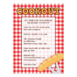 Gingham cookout BBQ party invitation with hot dog