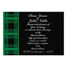 Gingham (Green) Wedding Invitation