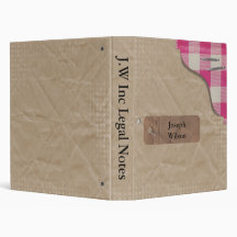 gingham pink Business Binder