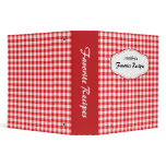 Gingham red and white kitchen recipes binder