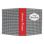 Gingham red, black and white recipes binder
