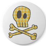 Gingham Skull & Bones - Yellow Pins