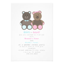 Gingham Teddy Bears Gender Reveal Party Invitation