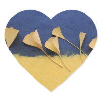 ginkgo leaves on handmade paper heart stickers