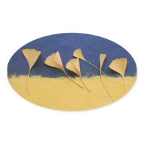 ginkgo leaves on handmade paper oval stickers