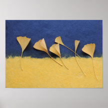 ginkgo leaves on handmade paper poster smaller