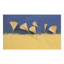 ginkgo leaves on handmade paper rectangle stickers