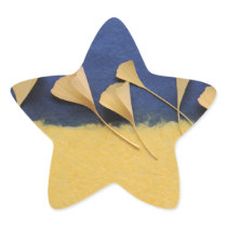 ginkgo leaves on handmade paper star stickers