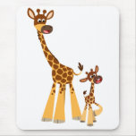 Girafe et veau mignons Mousepad de mère de bande d tapis de souris