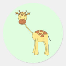 Girafe mignonne. Bande dessinée Autocollant Rond
