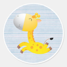 Girafe mignonne de bande dessinée autocollant rond