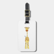 Girafe mignonne grande. Animal de bande dessinée Étiquettes Pour Bagage