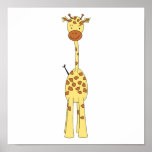Girafe mignonne grande. Animal de bande dessinée Affiche