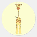 Girafe mignonne grande. Animal de bande dessinée Autocollants Ronds