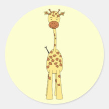 Girafe mignonne grande. Animal de bande dessinée Autocollants Ronds
