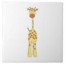 Girafe mignonne grande. Animal de bande dessinée Carreaux