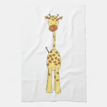 Girafe mignonne grande. Animal de bande dessinée Serviette Éponge