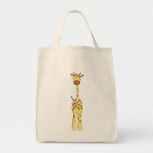 Girafe mignonne grande. Animal de bande dessinée Sacs En Toile