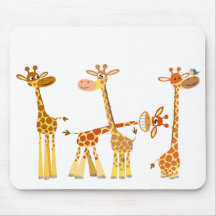 Girafes de bande dessinée : Le mousepad de troupea Tapis De Souris