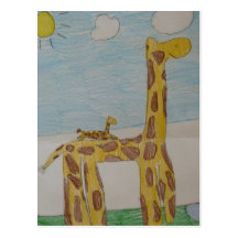 Giraff and Young Giraff Postcard