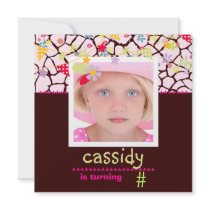 Giraff + Floral Photo / Personalized Party Invites