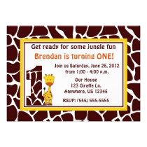 Giraffe 1st Birthday Invitation invitations