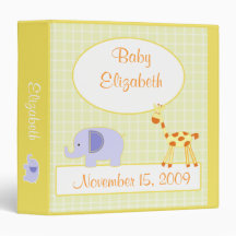 GIRAFFE and ELEPHANT New Baby Photo Album 3 Ring Binders