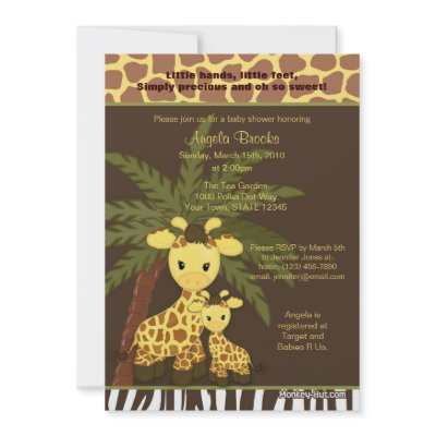 Giraffe Baby Shower Invitation Safari Jungle Mommy by MonkeyHutDesigns