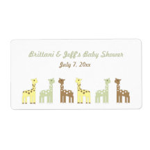 Giraffe Baby Shower Water Bottle or Favor Label