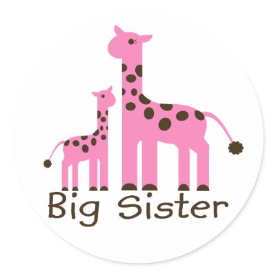 Giraffe Big Sister Stickers by ifbabycouldtalk