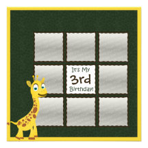 Giraffe Birthday Photo Custom Invitation