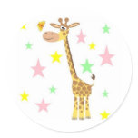 giraffe cartoon round stickers