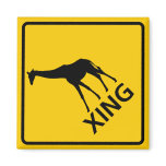 Giraffe Crossing Highway Sign Magnet