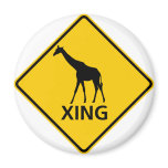 Giraffe Crossing Highway Sign Refrigerator Magnets