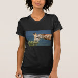 Giraffe eating some leaves tshirt