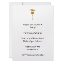 Giraffe Facing Forwards. Cartoon. Custom Invite